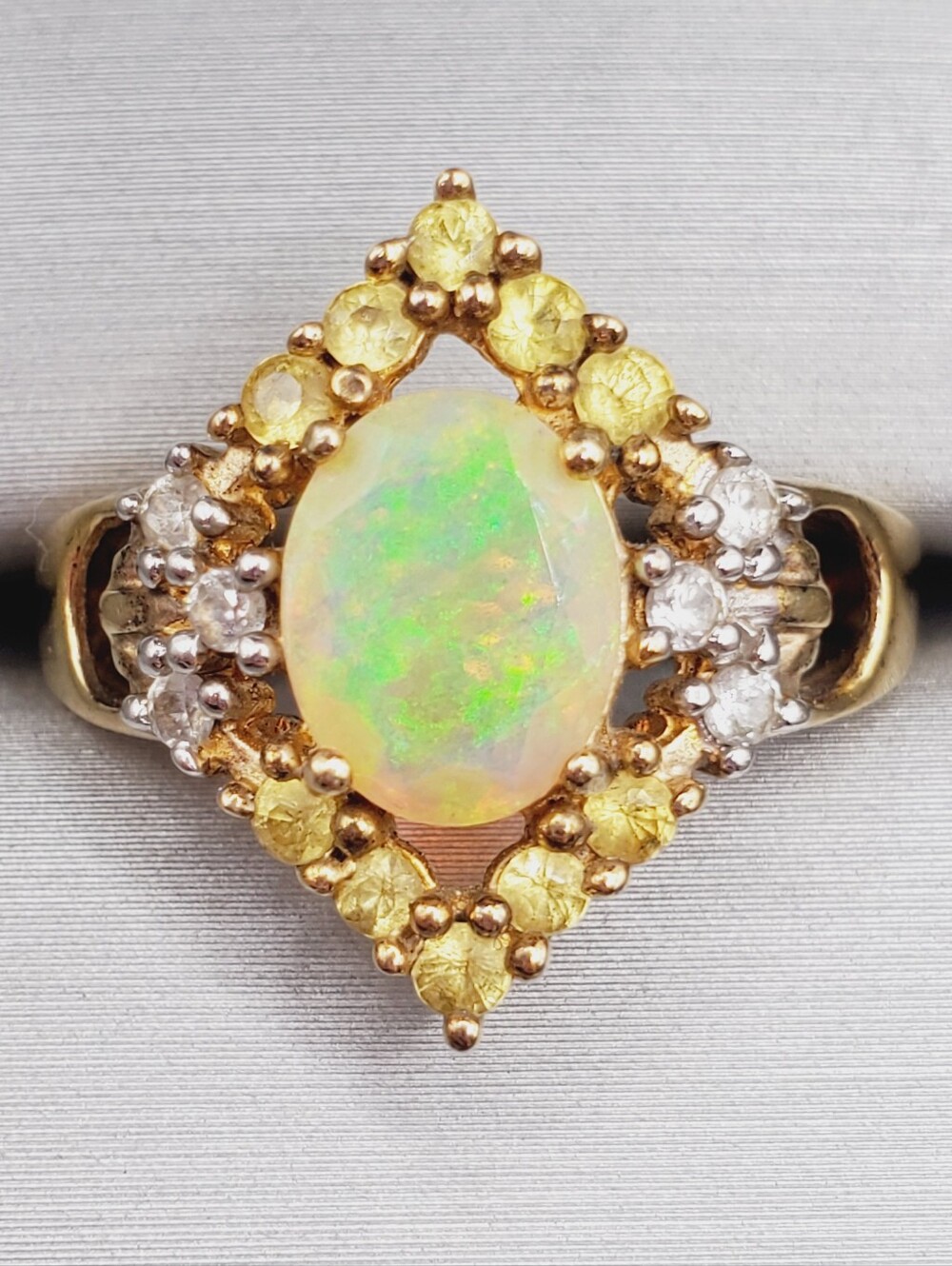 Yellow Gold Genuine Opal Ring